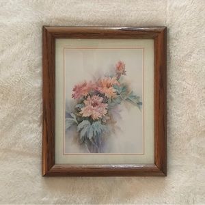 Vintage Framed Floral Art, Medium (Part of 3 Piece Set)